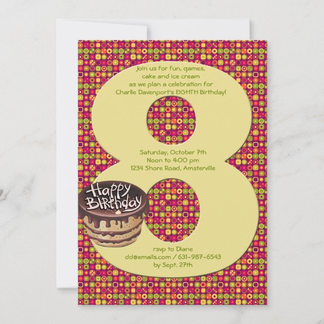 Big 8 Birthday Party Invitation (Front)