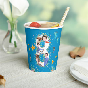 Big 8th Under The Sea Birthday Photo Collage Paper Cups