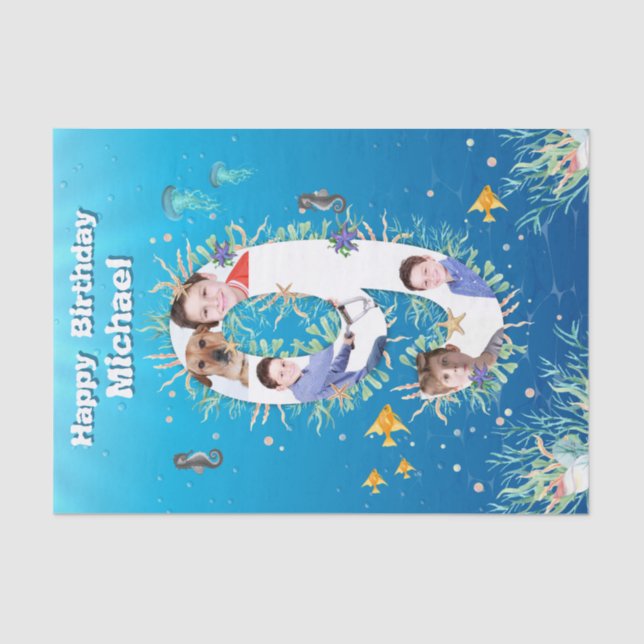 Big 9th Under The Sea Birthday Photo Collage Tissue Paper (Front)