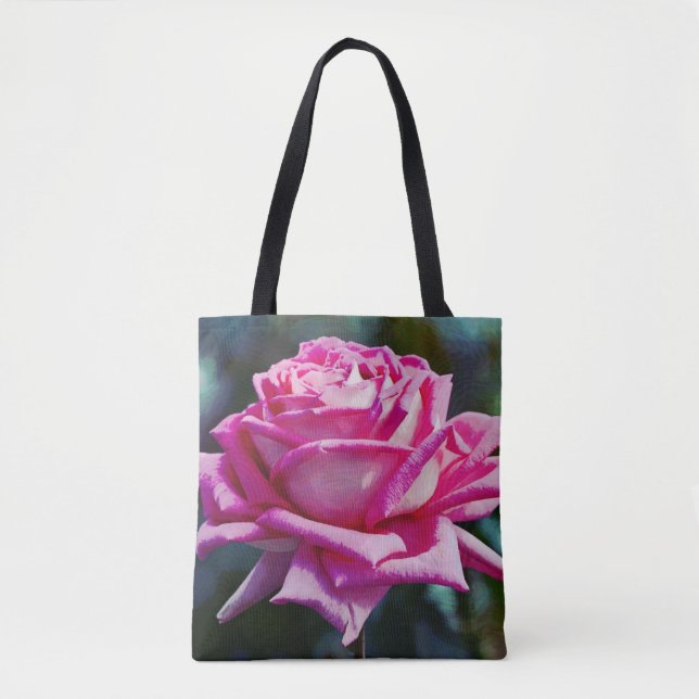 Big and Beautiful Pink Blooming Rose Flower Tote (Front)
