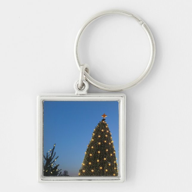 Big and Little Christmas Trees I Holiday Sunset Keychain (Front)