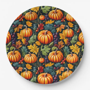Big and Little Fall Pumpkins Paper Plate