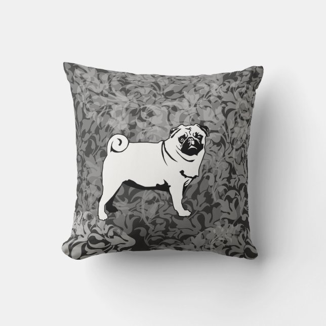 Big and little Pug Throw Pillow (Front)