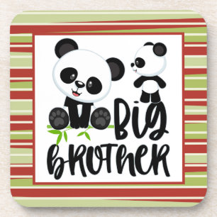 Big and Small Cute Pandas with Big Brother Quote Coaster