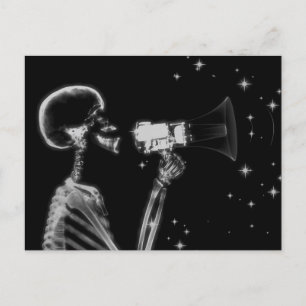 Big Announcement X-Ray Skeleton - B&W Postcard