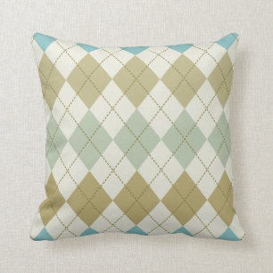 Big Argyle Sage & Tan Preppy Throw Pillow