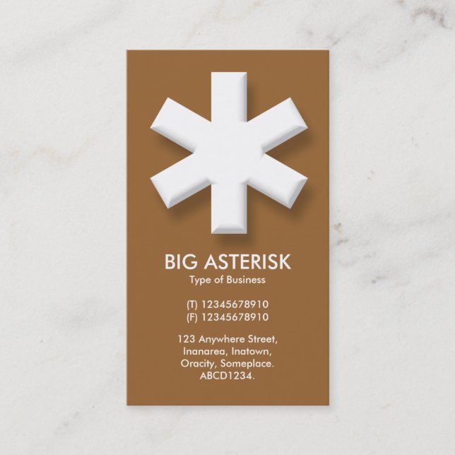Big Asterisk - Brown (996633) Business Card (Front)