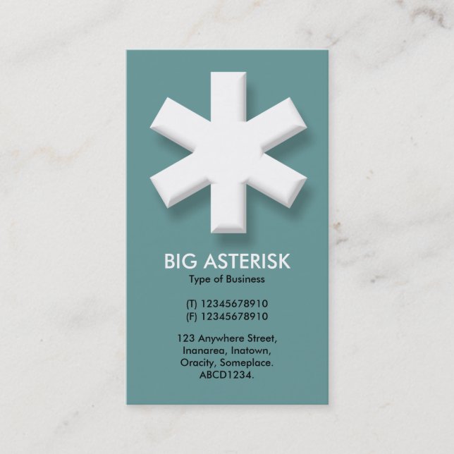 Big Asterisk - Turquoise Grey (669999) Business Card (Front)