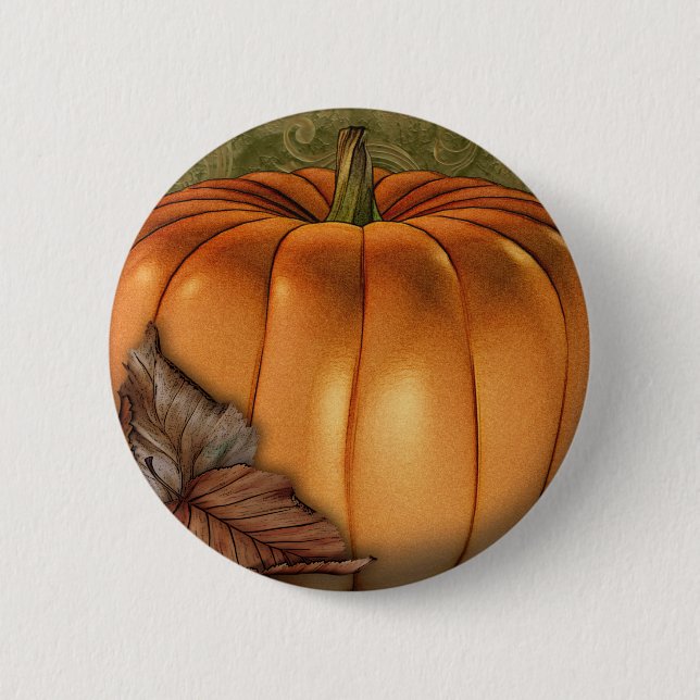 Big Autumn Pumpkin 2 Inch Round Button (Front)