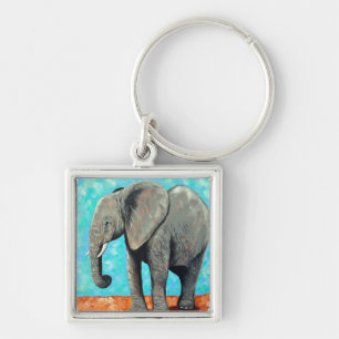 Big Baby Elephant Painting Keychain