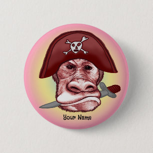 Big Bad Monkey Pirate  2 Inch Round Button