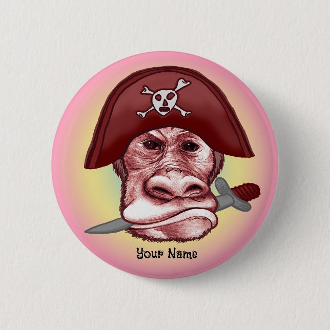 Big Bad Monkey Pirate  2 Inch Round Button (Front)
