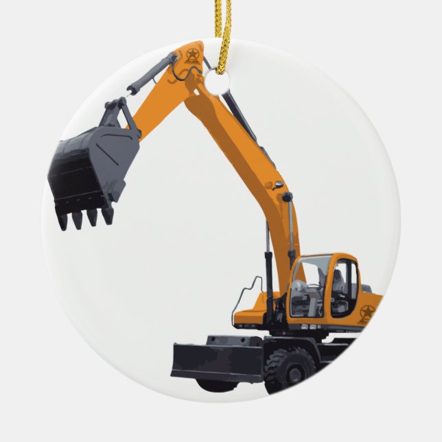 Big Bagger Excavator Ceramic Ornament (Front)