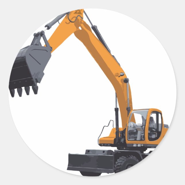 Big Bagger Excavator Classic Round Sticker (Front)