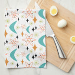 Big Bang Boomerang Orange Aqua Blue Mid Century Kitchen Towel<br><div class="desc">This fabulous mid century pattern kitchen towel features boomerangs,  fireworks,  big bangs,  and diamonds in orange,  turquoise blue,  olive green,  and black. Very funky kitchen Idea!</div>