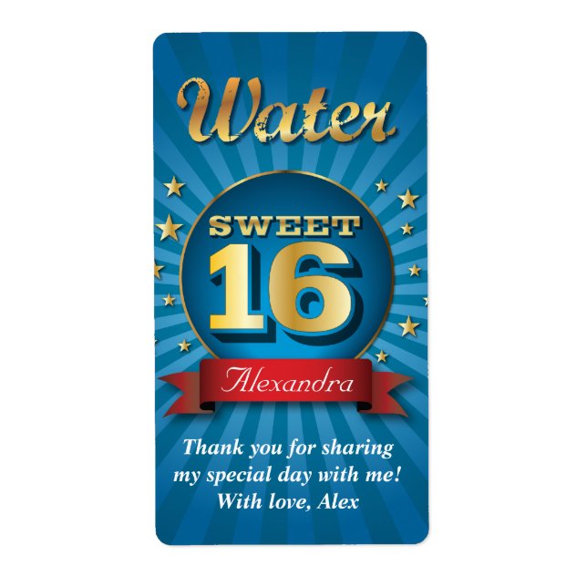 Big Bash Sweet 16 Water Bottle Label (Front)