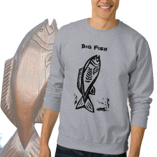 Big Bass Fish Primitive Art Sweatshirt