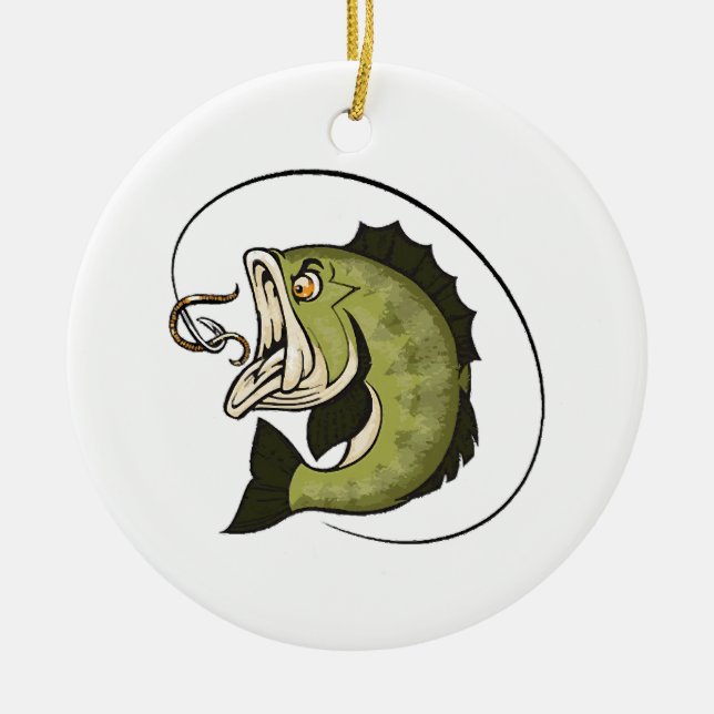 Big Bass Mouth Ceramic Ornament (Front)