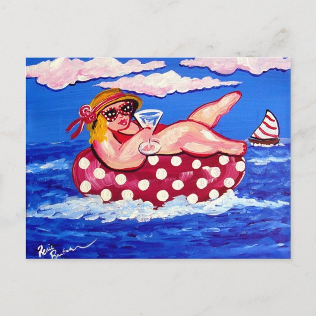 Big Beach Diva Martini Relaxing Post Card (Front)