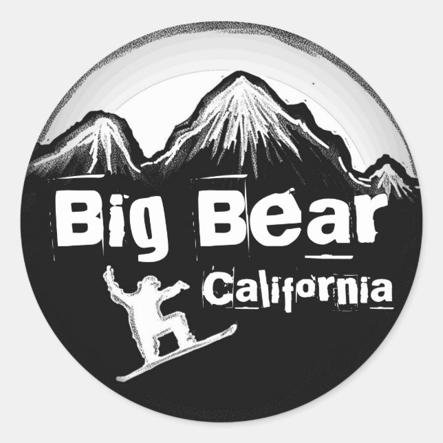 Big Bear California black white snowboard stickers (Front)
