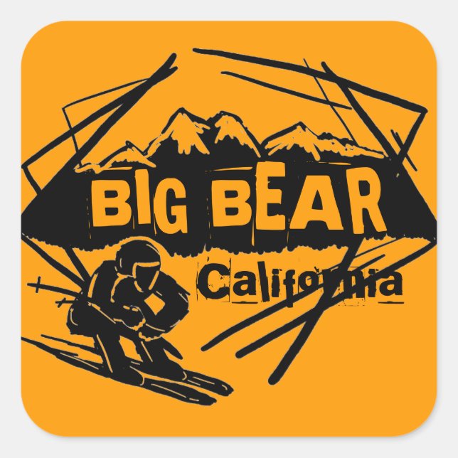 Big Bear California orange ski logo stickers (Front)