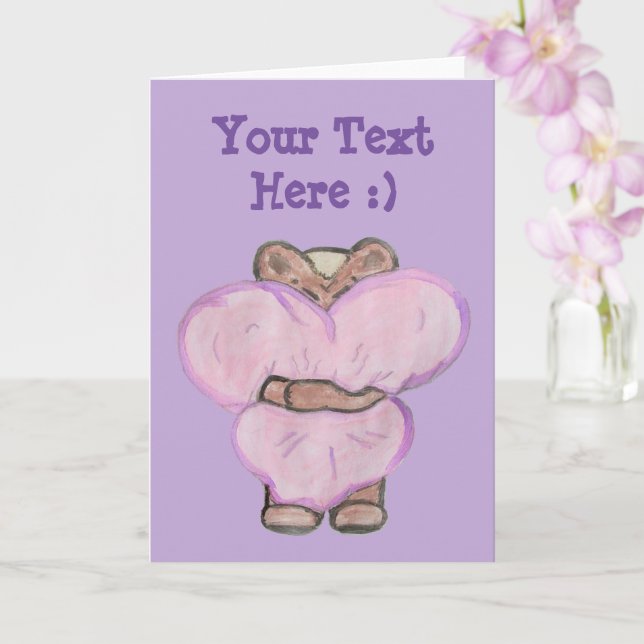 Big Bear Hug. Card (Orchid)