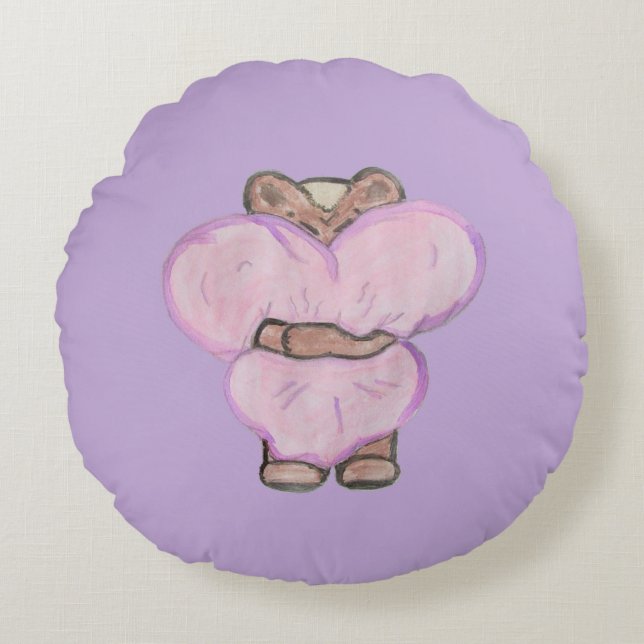 Big Bear Hug. Round Pillow (Front)