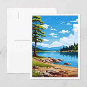 Big Bear Lake California Art Travel illustration Postcard
