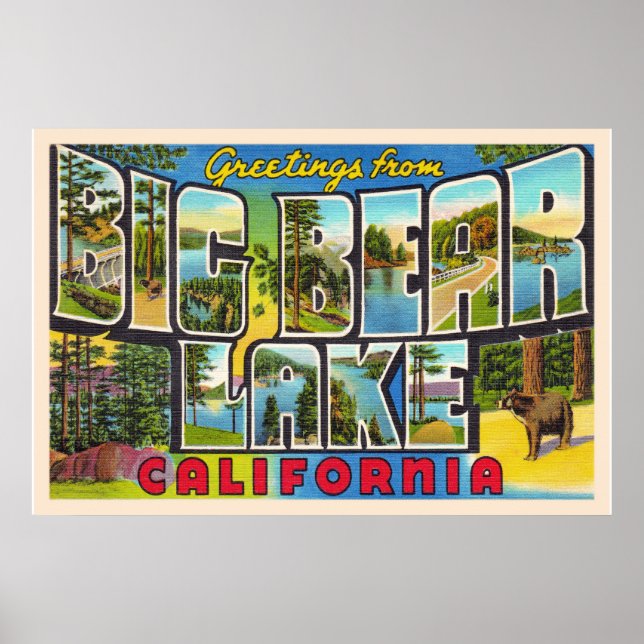 Big Bear Lake California CA Large Letter Postcard Poster (Front)