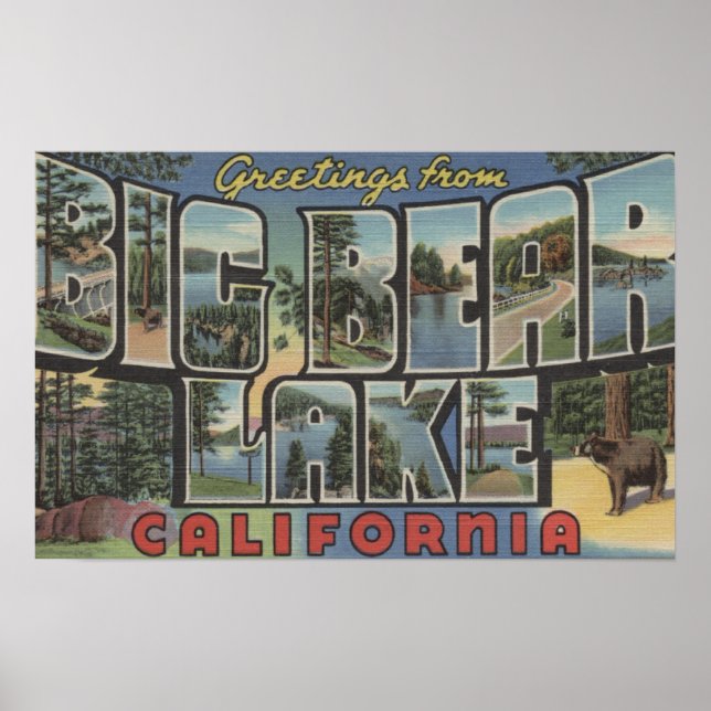 Big Bear Lake, California - Large Letter Scenes 2 Poster (Front)