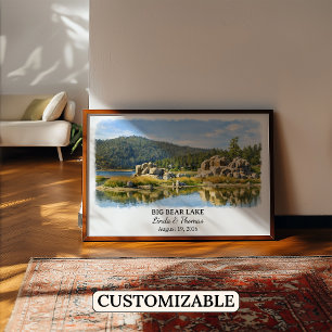 Big Bear Lake California Poster, Watercolor Poster