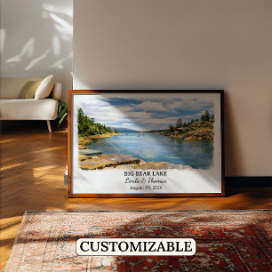 Big Bear Lake California Poster, Watercolor Poster