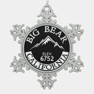 Big Bear Lake California Skiing Ski Hiking Snowflake Pewter Christmas Ornament