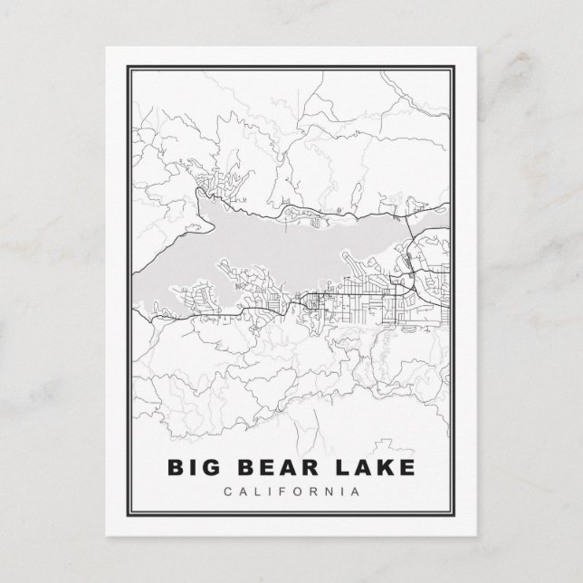 Big Bear Lake Map Holiday Postcard (Front)