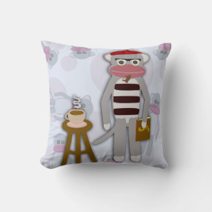 Big Beatnik Sock Monkey Throw Pillow