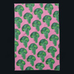 Big beautiful broccoli eat your veggies pink kitchen towel<br><div class="desc">Decorate your kitchen with this fun big broccoli pattern dish towel. Makes a great housewarming or wedding gift! 
You can customize it and add text too.
Check my shop for lots more colours and patterns!</div>