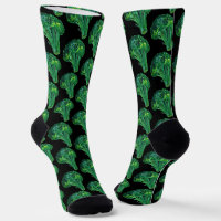 Big Beautiful Broccoli Fun Watercolor Black