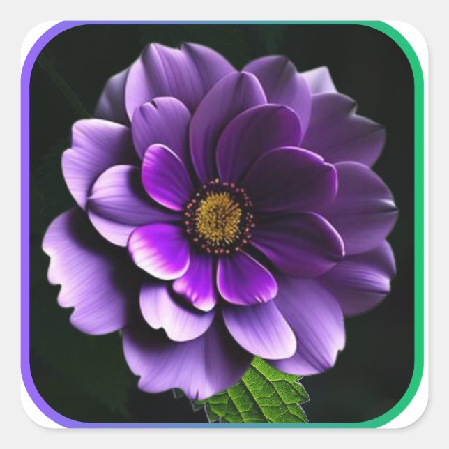 Big Beautiful Purple Rose Artistic Design Square Sticker (Front)