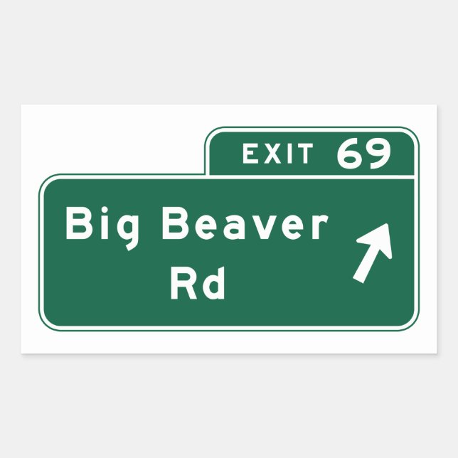 Big Beaver Road, Road Sign, Michigan, USA Sticker (Front)