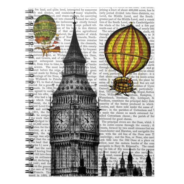 Big Ben and Vintage Hot Air Balloons Notebook (Front)