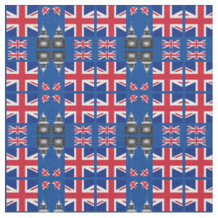 Big Ben, British Flag fabric trendy United Kingdom
