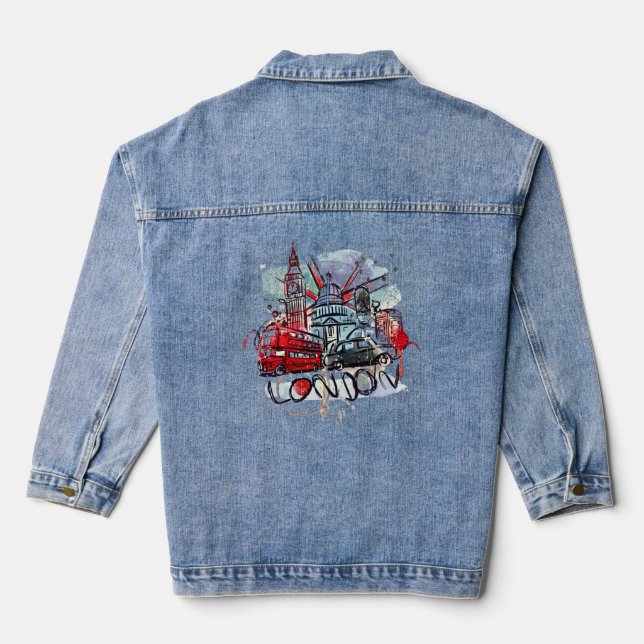 big ben bus london landmark denim jacket (Back)