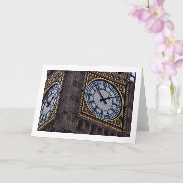 Big Ben Clock Face, London, England Card (Orchid)
