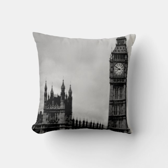 Big Ben Clock London Vintage Throw Pillow (Front)