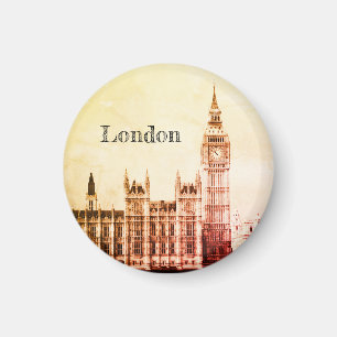 Big Ben Clock & London, Westminster / vintage UK  Magnet