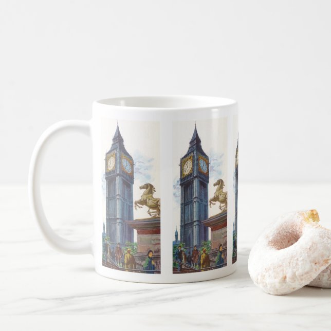 Big Ben Clock Tower at the Palace of Westminster Coffee Mug (With Donut)