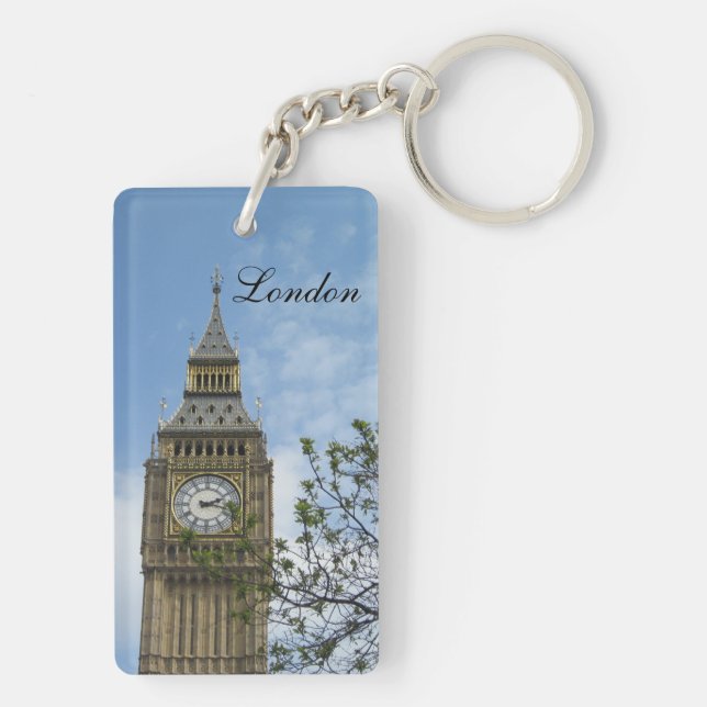 Big Ben Clock Tower London England Keychain (Back)
