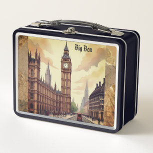 Big Ben Clock Tower, Vintage Style Metal Lunchbox