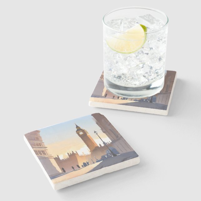 Big Ben Clocktower | London England UK Stone Coaster (Side)
