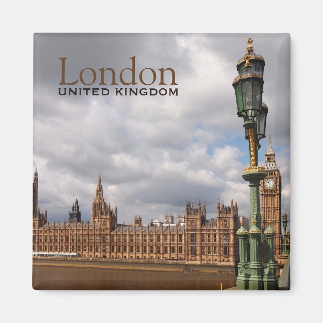 Big Ben et le Parlement à Londres, aimant texte (Devant)